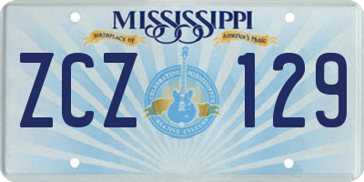 MS license plate ZCZ129