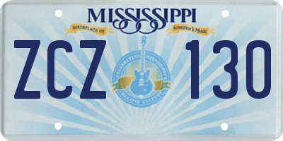 MS license plate ZCZ130