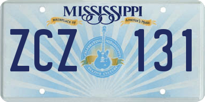 MS license plate ZCZ131