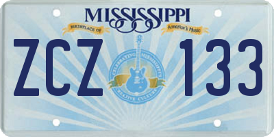 MS license plate ZCZ133