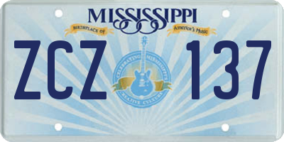 MS license plate ZCZ137