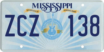 MS license plate ZCZ138