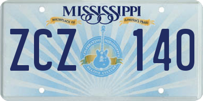 MS license plate ZCZ140