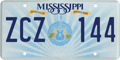MS license plate ZCZ144