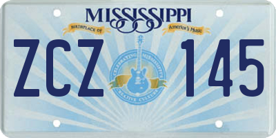 MS license plate ZCZ145