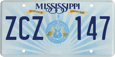 MS license plate ZCZ147