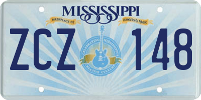 MS license plate ZCZ148