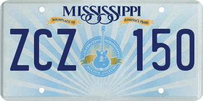 MS license plate ZCZ150
