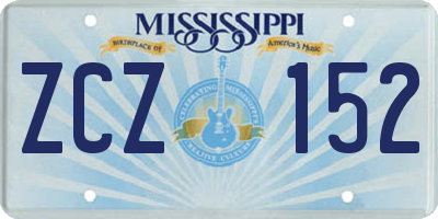 MS license plate ZCZ152