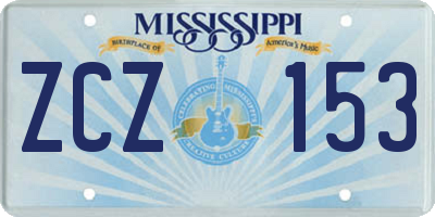 MS license plate ZCZ153