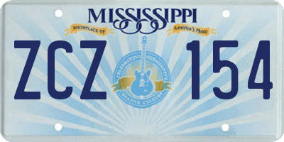 MS license plate ZCZ154