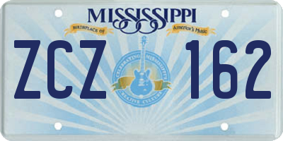 MS license plate ZCZ162