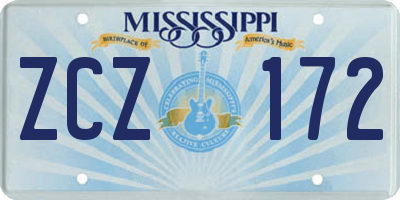 MS license plate ZCZ172