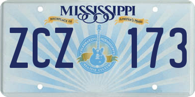 MS license plate ZCZ173