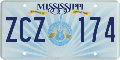 MS license plate ZCZ174