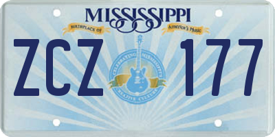 MS license plate ZCZ177
