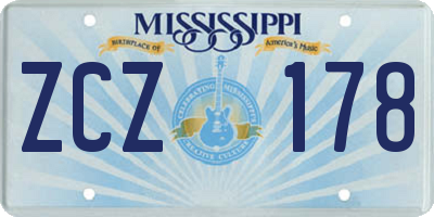 MS license plate ZCZ178