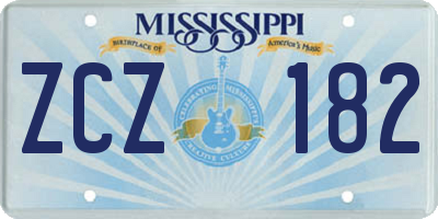 MS license plate ZCZ182