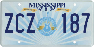 MS license plate ZCZ187