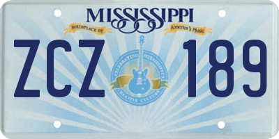 MS license plate ZCZ189