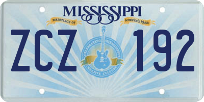 MS license plate ZCZ192