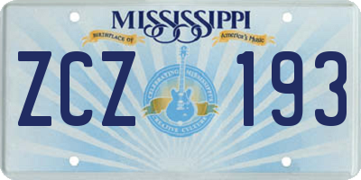 MS license plate ZCZ193