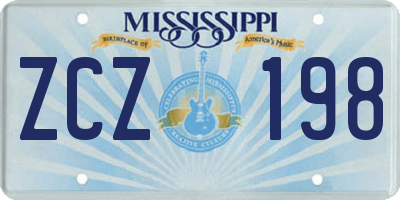 MS license plate ZCZ198