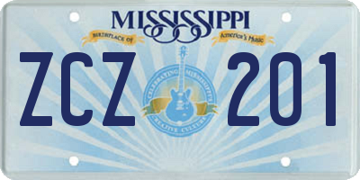 MS license plate ZCZ201