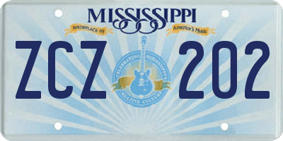 MS license plate ZCZ202