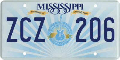 MS license plate ZCZ206