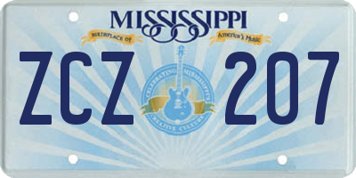 MS license plate ZCZ207