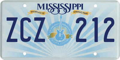 MS license plate ZCZ212