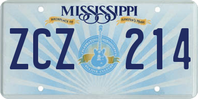 MS license plate ZCZ214