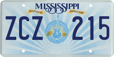 MS license plate ZCZ215