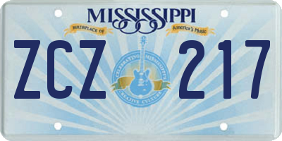 MS license plate ZCZ217