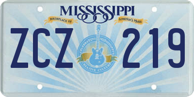 MS license plate ZCZ219
