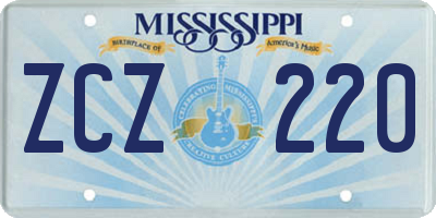 MS license plate ZCZ220
