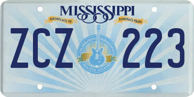 MS license plate ZCZ223