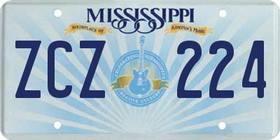 MS license plate ZCZ224