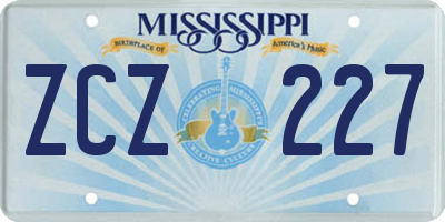 MS license plate ZCZ227