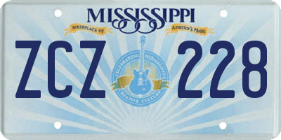 MS license plate ZCZ228