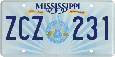 MS license plate ZCZ231