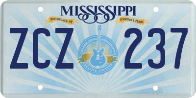 MS license plate ZCZ237