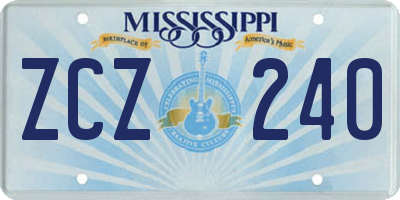 MS license plate ZCZ240