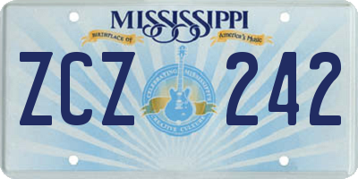 MS license plate ZCZ242
