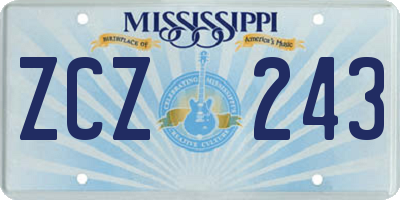 MS license plate ZCZ243