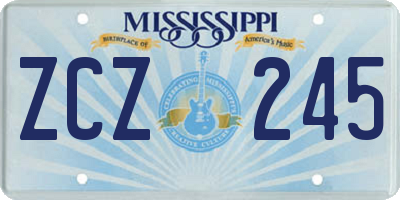 MS license plate ZCZ245