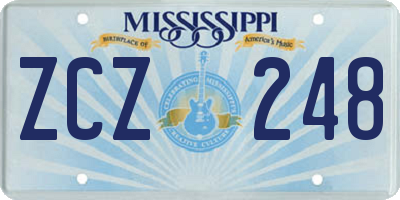 MS license plate ZCZ248