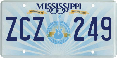 MS license plate ZCZ249