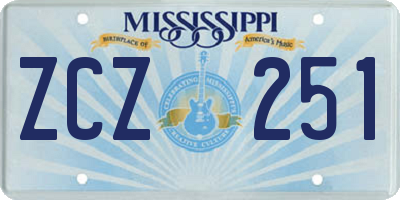 MS license plate ZCZ251